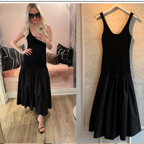A.L.C. Sadie Combo Flounce Midi Dress in Black - Picture 2 of 11